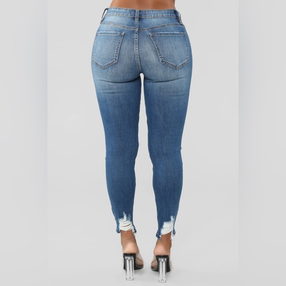 Fashion Nova Ego Trip Mid Rise Jeans Medium Blue Wash - Picture 4 of 8